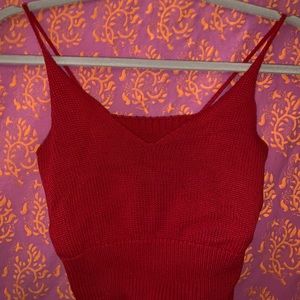 Red knit top